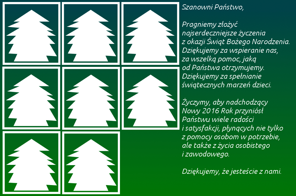 Podziękowania i świąteczne życzenia